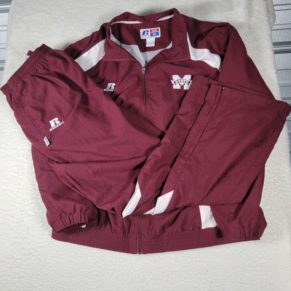 Mississippi State Team Issue 2 pieceTrack Suit Russell Athletic Mens XL Maroon
